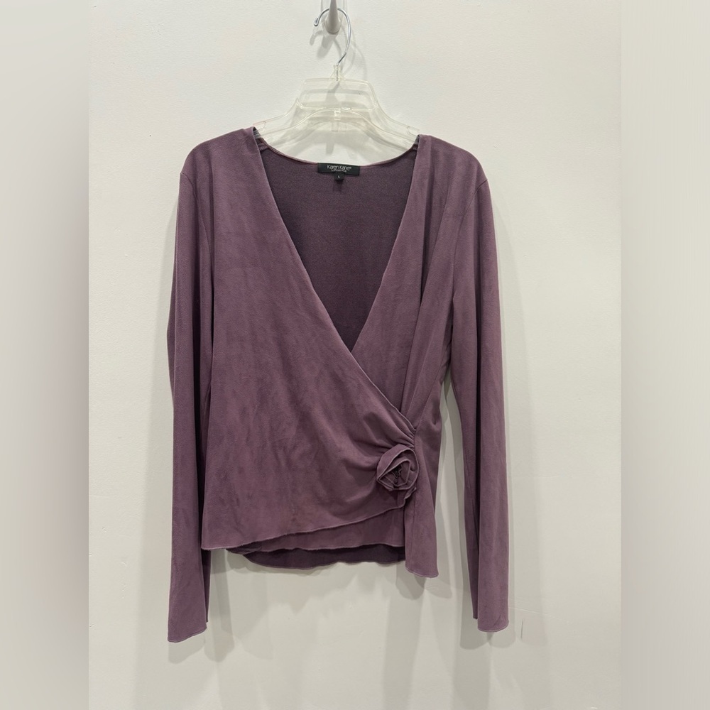 Karen Kane Purple Rose Wrap Top - Picture 5 of 9